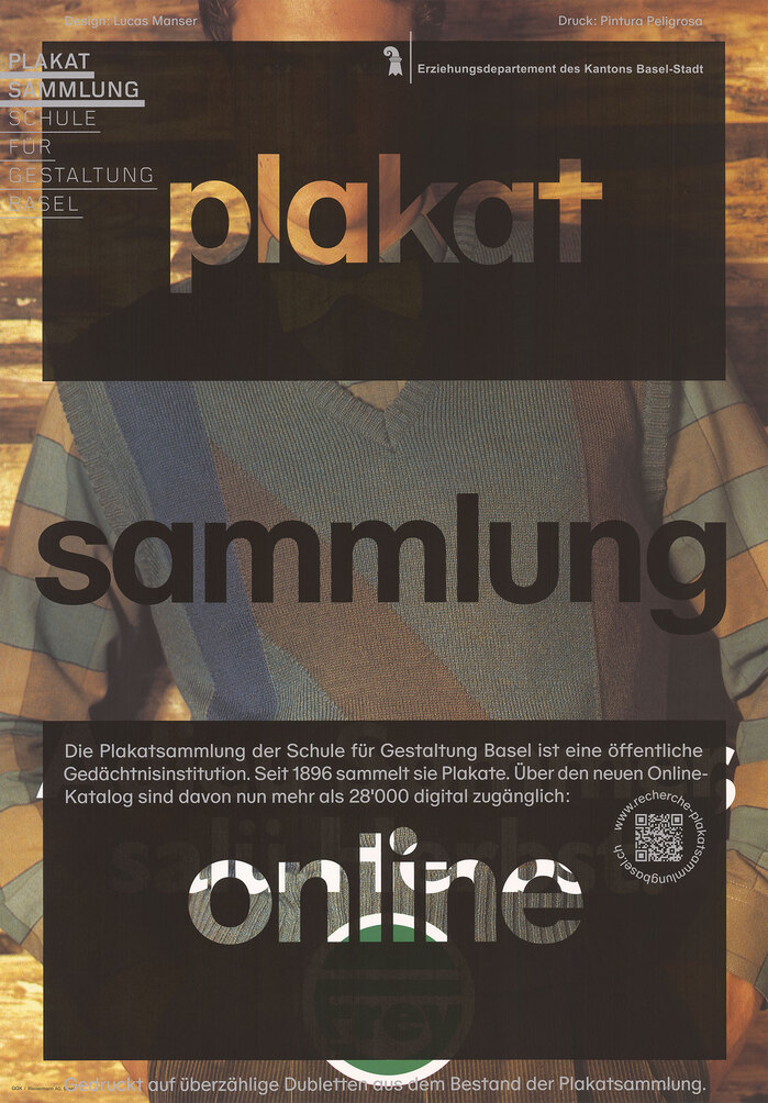 Lucas Manser, 2023, Plakatsammlung Online, silkscreen over offset, 128×89.5 cm.