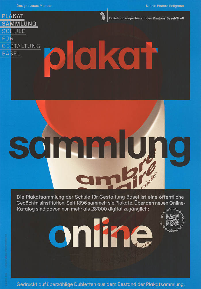 Lucas Manser, 2023, Plakatsammlung Online, silkscreen over offset, 128×89.5 cm.