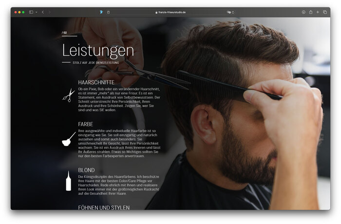 Franzi’s Friseurstudio website 2