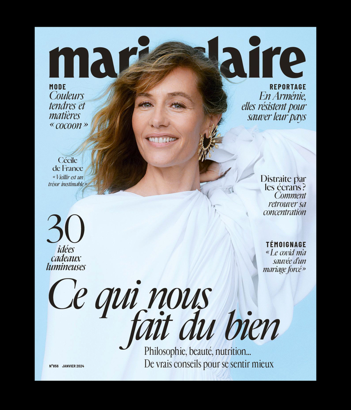 Cover of the January 2024 issue featuring C&eacute;cile de France (photo: Andoni + Arantxa)
