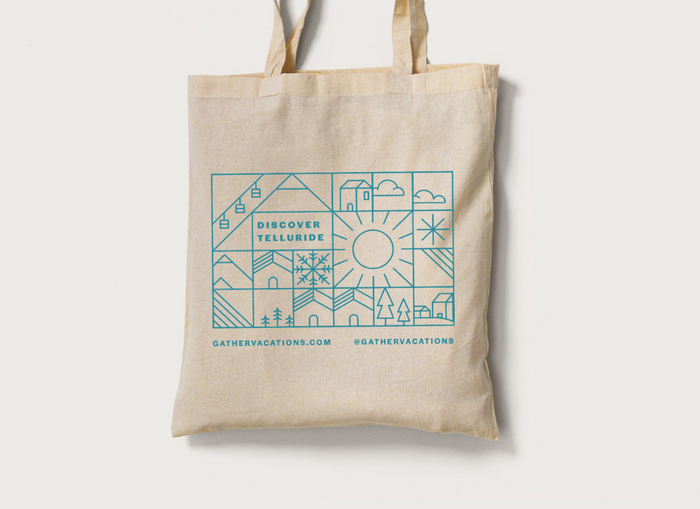 Tote bag featuring bold caps from Halyard Display