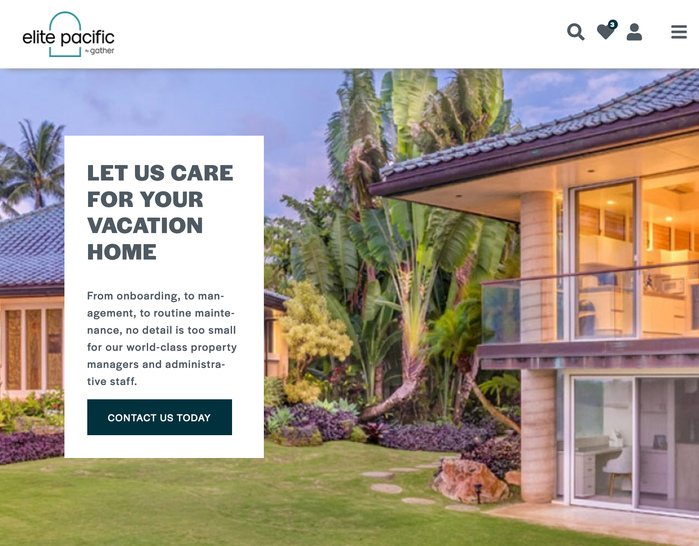 Halyard Display is also used for the website of Elite Pacific Vacations. Specialized on Hawaii, the firm is part of the Gather Vacations family.