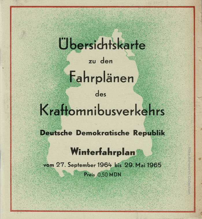 The text shown on top the silhouette of East Germany is set in halbfett and fett styles from the  family. Note the Ü with umlaut dots integrated into the cap height and the ch ligature in the first line.