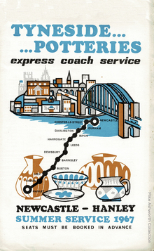 Tyneside Potteries express coach service timetable leaflet