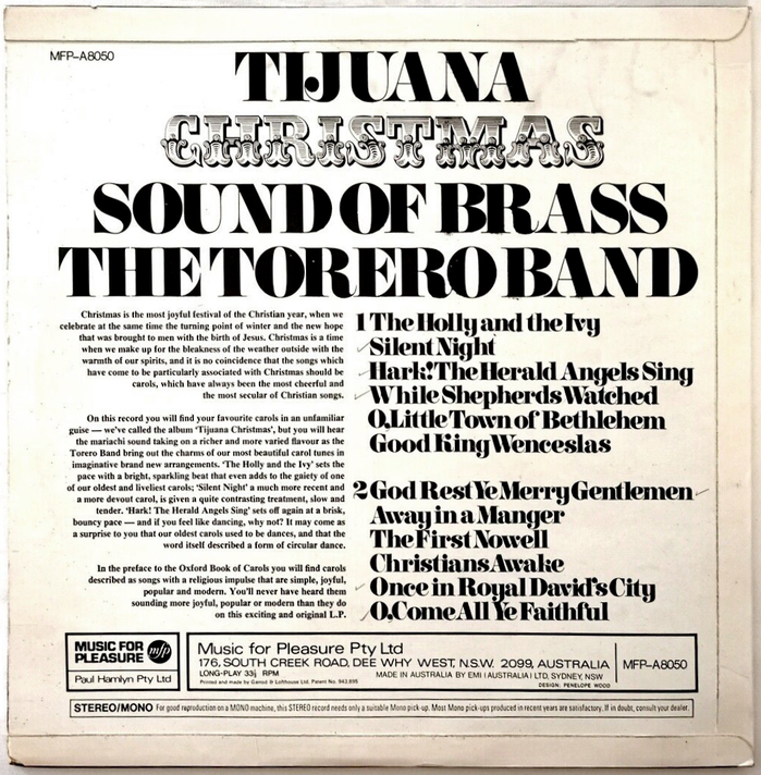 The Torero Band – Tijuana Christmas (Australia) album art 2