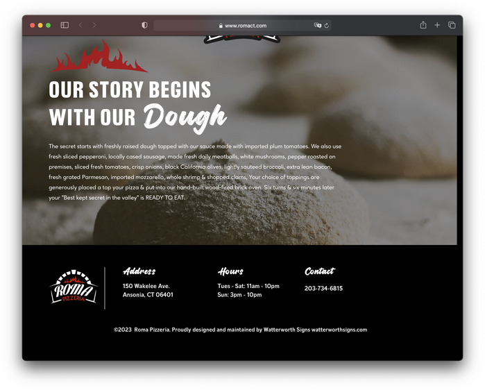 The website uses  for text and  for the footer.