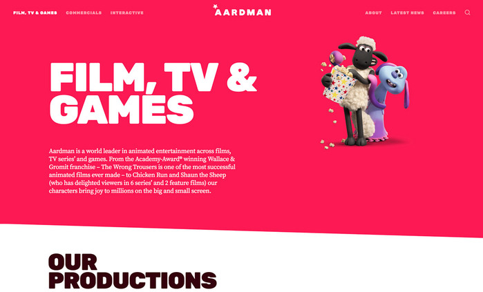Aardman Animations website 3