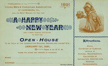 Happy New Year greeting and YMCA Open House invitation, Harrisburg, Pennsylvania, 1891