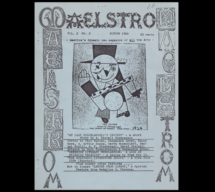 Maelstrom vol. 2, no. 2, autumn 1966, with Fernand Léger’s Clown, reproduced from Slapstick and Dumbbell as published by Joseph Lawren in 1924