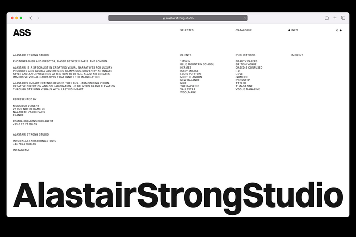 Alastair Strong Studio website 2