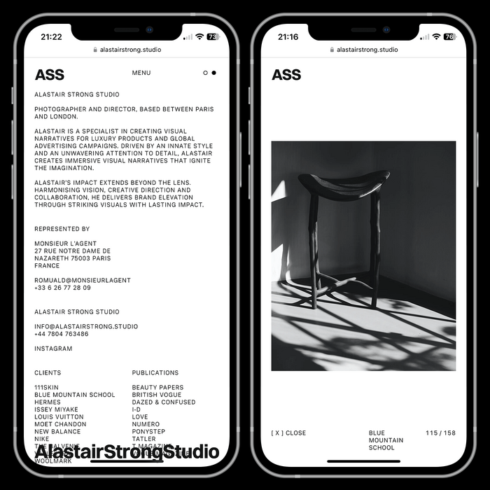 Alastair Strong Studio website 1