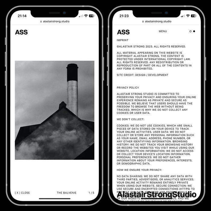 Alastair Strong Studio website 3