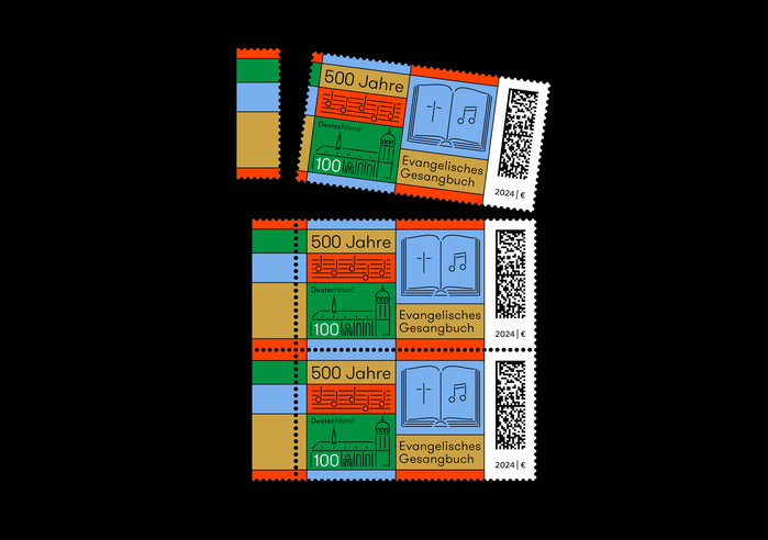 “500 Jahre Evangelisches Gesangsbuch” postage stamp 1