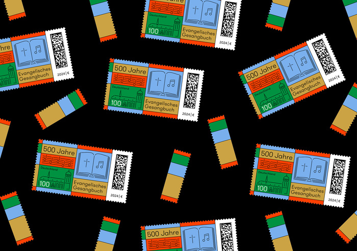 “500 Jahre Evangelisches Gesangsbuch” postage stamp 3