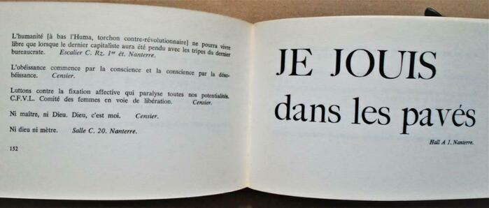 “JE JOUIS dans les pavés” in a large , cf. Matthew Carter’s digital 