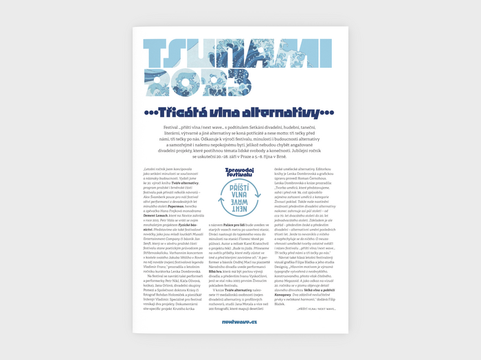Tsunami – a printed festival newsletter.  is paired with text set in .