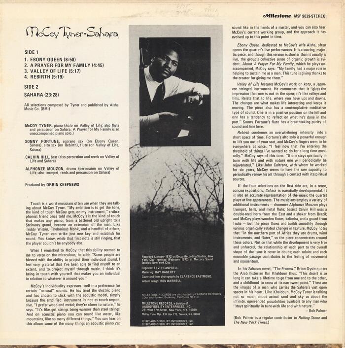 Text on the back cover – including the liner notes by Bob Palmer – is set in the Selectric version of  Condensed. The Milestone logo uses  Italic.