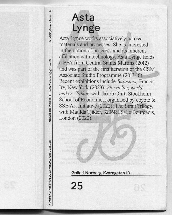Norbergfestival 2023 visual arts program 6