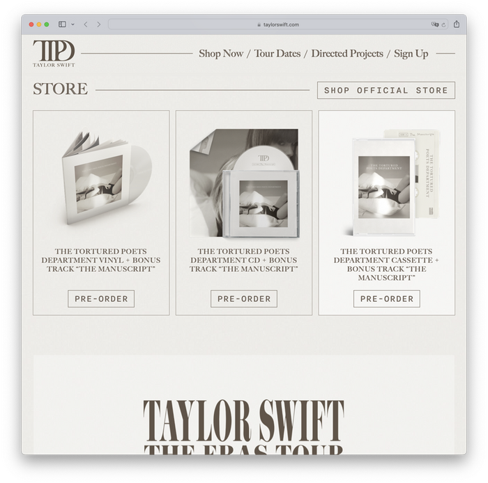 Taylor Swift – The Tortured Poets Department album art and website 5