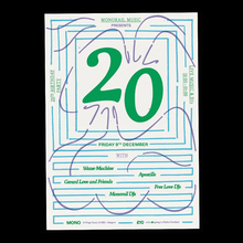 Monorail Music – 20th Birthday Party poster and <cite>Staff Favourites!</cite> booklet