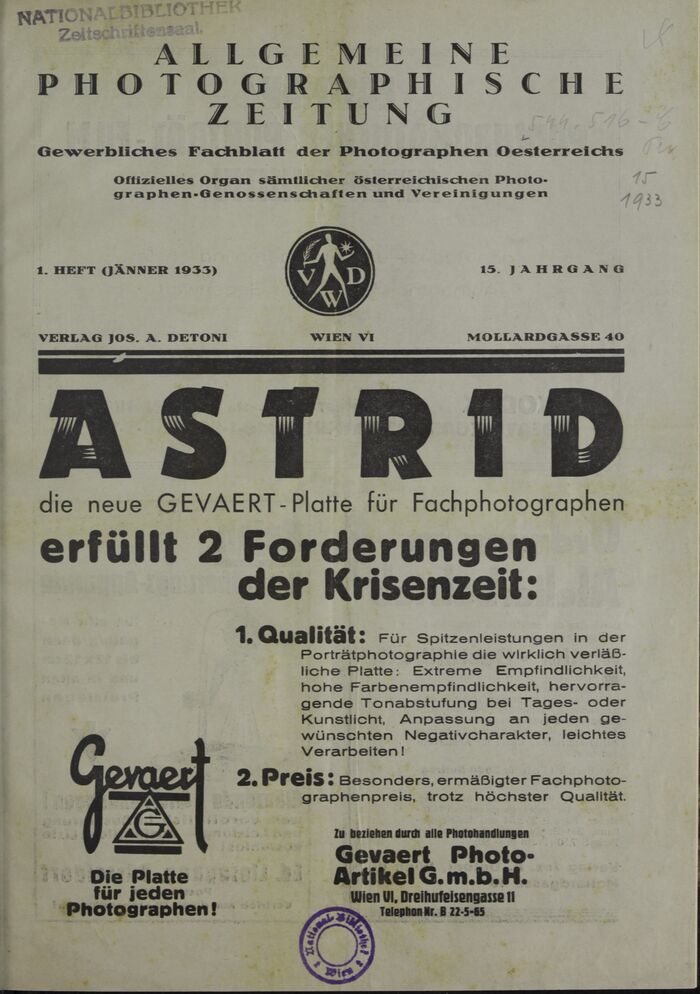 Allgemeine Photographische Zeitung, January 1933 1