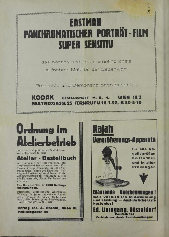 Additional typefaces used for ads inside the magazine include the halbfett weight of Ludwig &amp; Mayer’s , the light extended weight of Elite-Grotesk, and  by .
