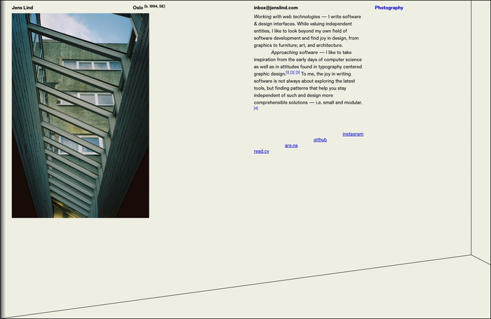 Jens Lind portfolio website 1