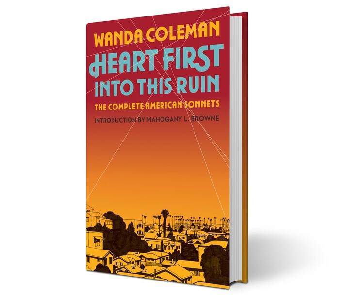 Heart First Into This Ruin was published in hardcover paper-over-boards in June 2022. The endpapers match the light blue used on the cover for the title. The cover art is by Ken Price.