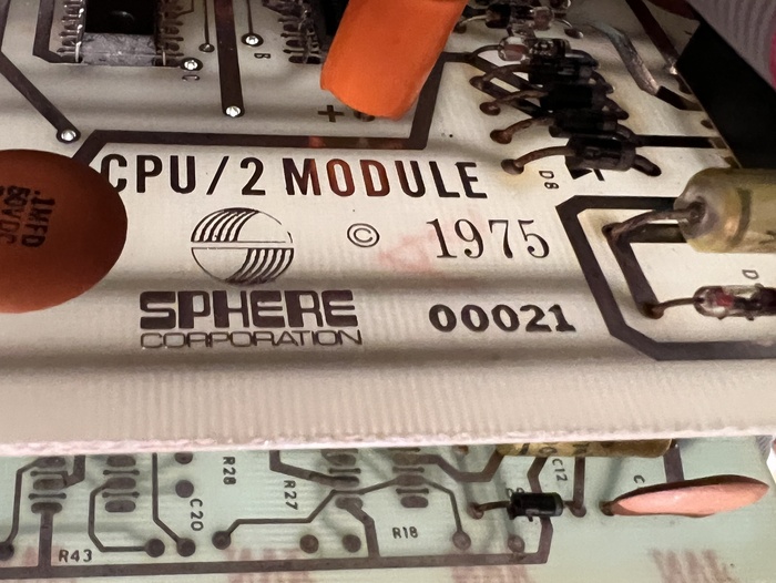 Printed circuit boards manufactured by Sphere Corporation of Utah, circa 1975. The condensed sans is .