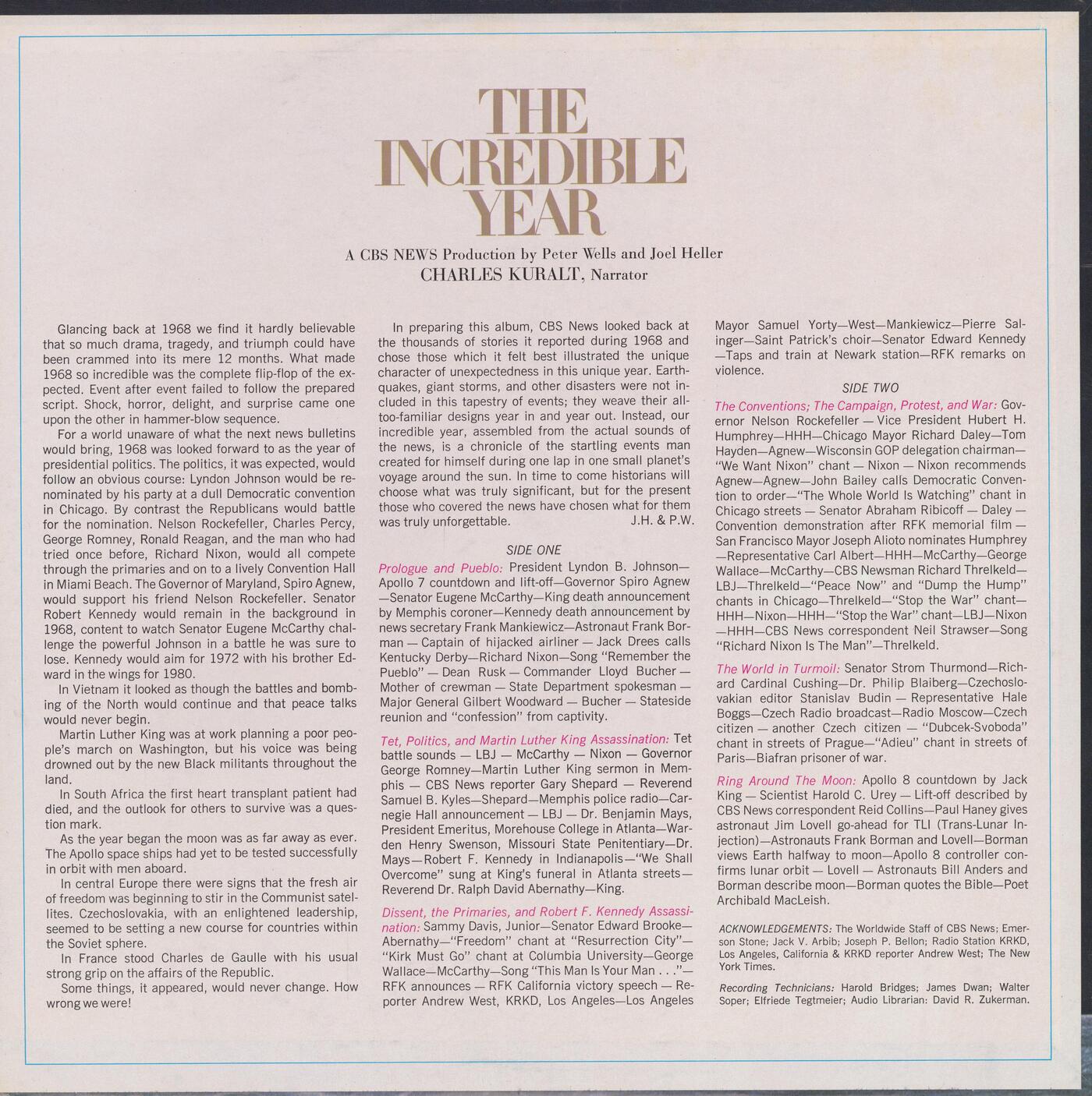 Cbs News Charles Kuralt The Incredible Year Album Art Fonts In Use