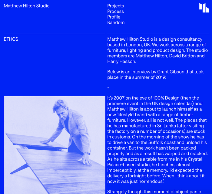 Matthew Hilton Studio website 2