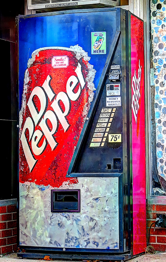 In 2014, this soft drink machine in Wellston, Ohio, still featured the logo based on Friz Quadrata.