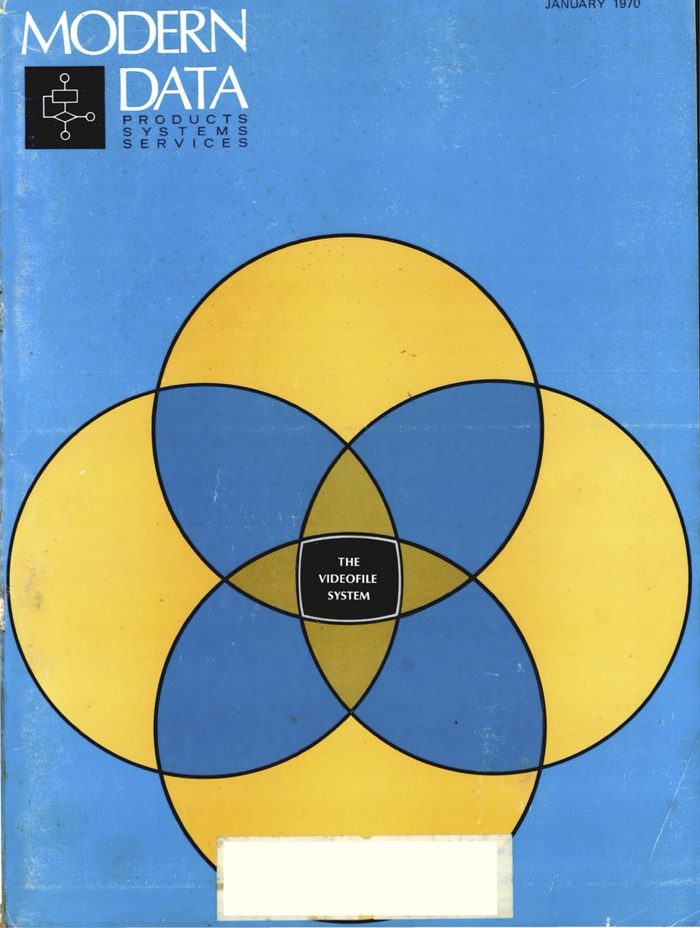 January 1970 issue with &ldquo;Modern Data&rdquo; in two lines and the subtitle &ldquo;Products, Systems, Services&rdquo;. &ldquo;The Videofile System&rdquo; is in , too.
