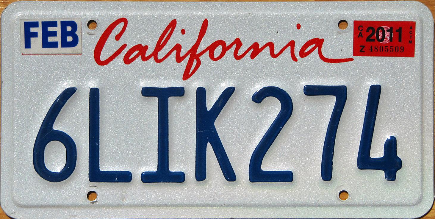 California License Plate script 1993 Fonts In Use
