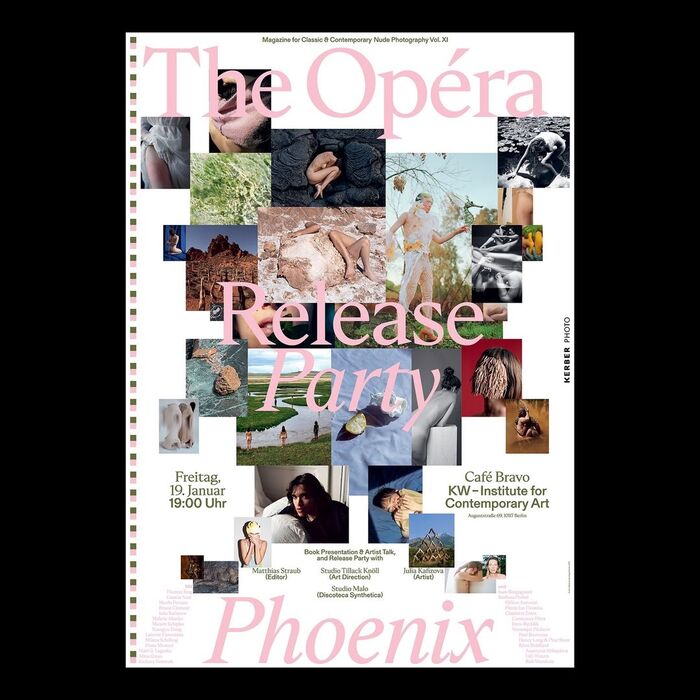 Announcement poster for the release party of The Opéra XI, “Phoenix” issue in Berlin