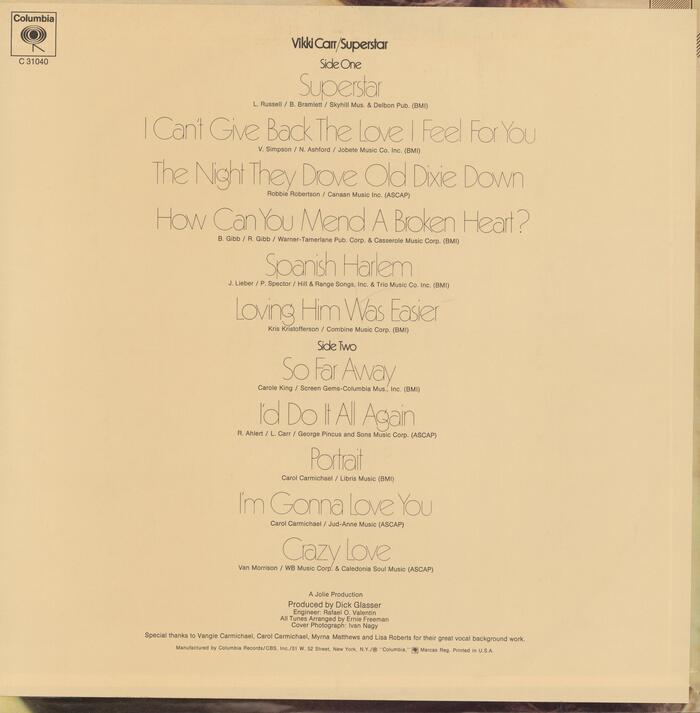 Vikki Carr – Superstar album art 2