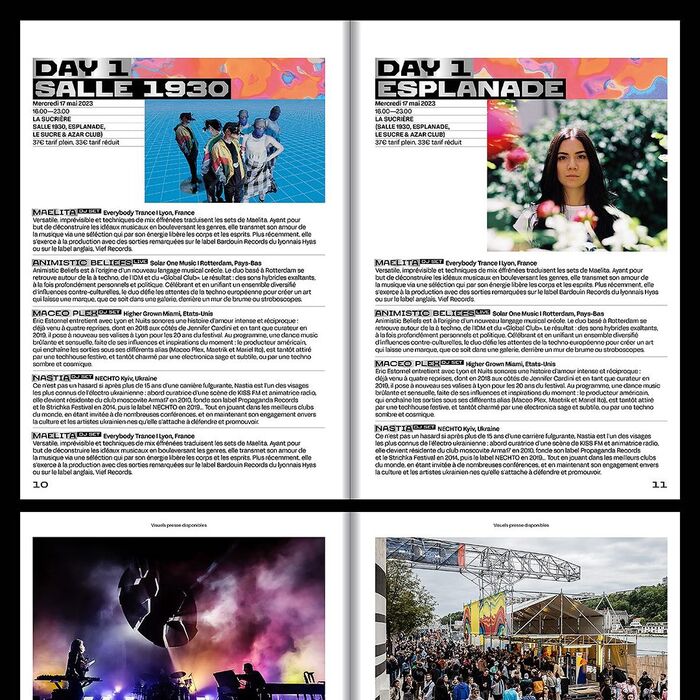 The program booklet pairs headlines in Kreuz Extended with text in the standard width.