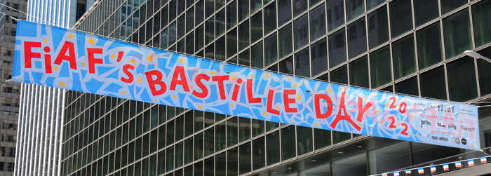 Street banner, hanging above Madison Avenue