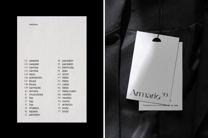 The ‘menu’ of Armario’s 33 interchangeable garments. Numbers are Set in Grand Slang, Items in Archivo.