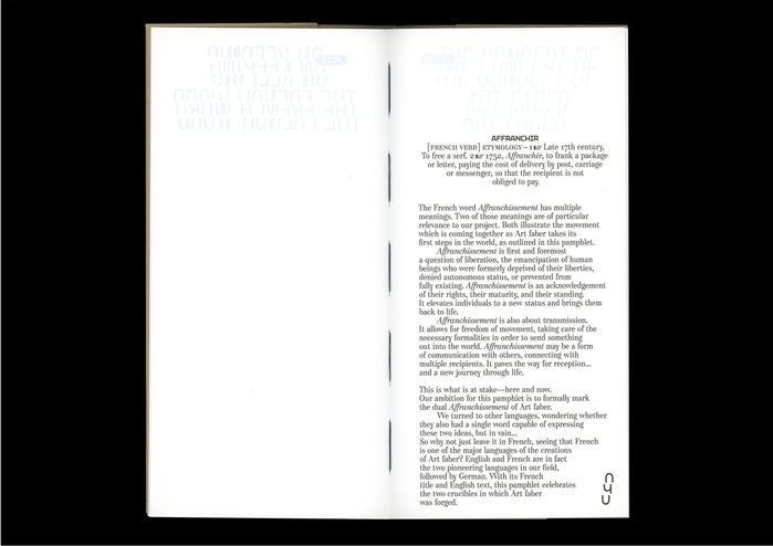 Affranchissement – Acting for the advancement of Art faber 7
