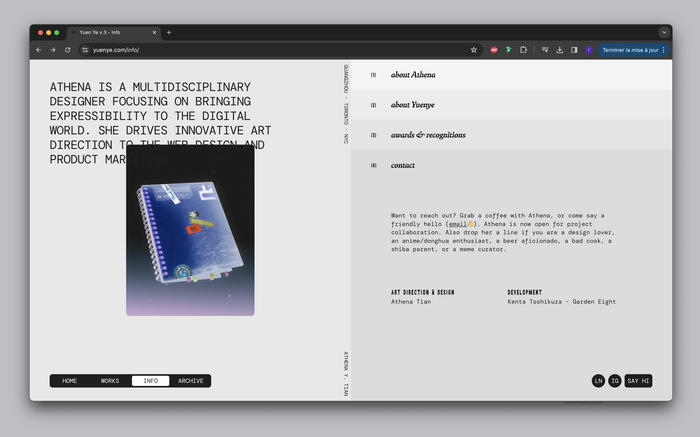 Yuen Ye – Athena Tian’s portfolio website 3