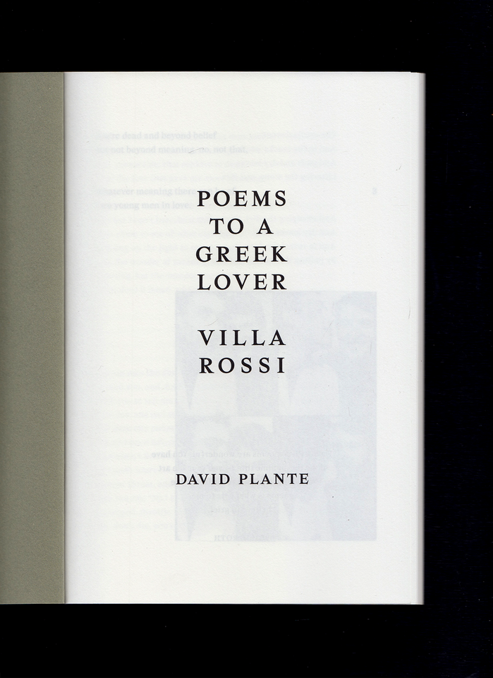 Poems to a Greek Lover by David Plante 1