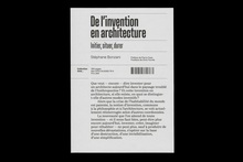 <cite>De l’invention en architecture. Initier, situer, durer</cite> by Stéphane Bonzani