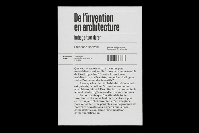De l’invention en architecture. Initier, situer, durer by Stéphane Bonzani 1