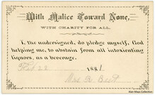 “With Malice Toward None, With Charity for All” abstinence pledge card