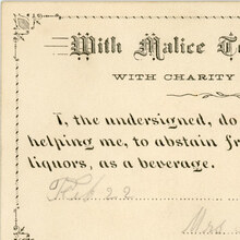 “With Malice Toward None, With Charity for All” abstinence pledge card