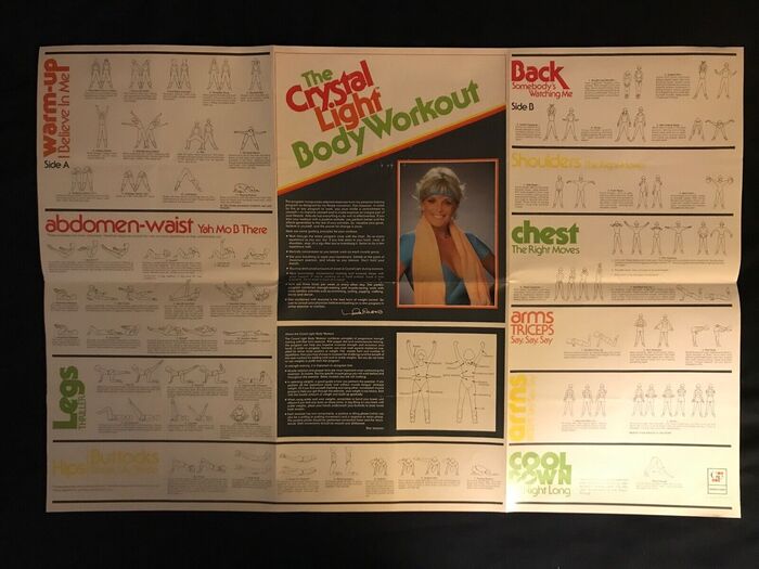 Poster for the Crystal Light Body Workout with Linda Evans, accompanying a cassette tape from 1984