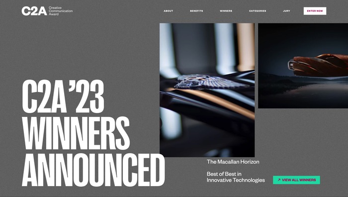 C2A – Creative Communication Awards website 1