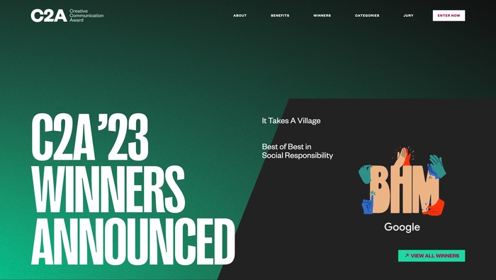 C2A – Creative Communication Awards website 6