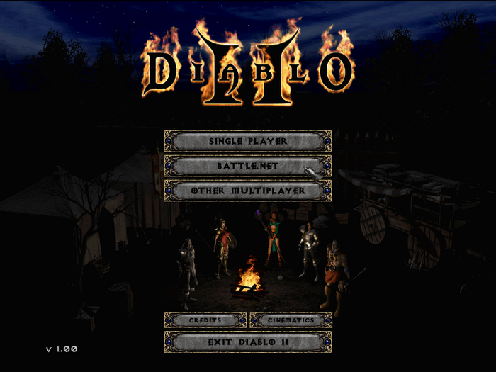 Diablo II logo and menu